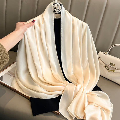 Korean-style Springautumn New Solid-color Summer Sun-protection Beach Scarf Womens Silk Scarf