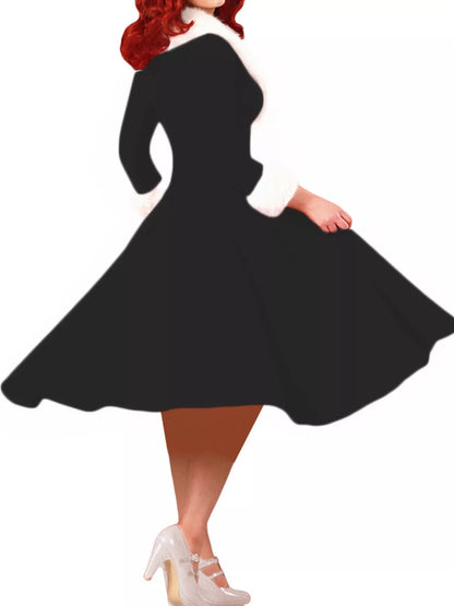 Faux Fur Trim Christmas Dress