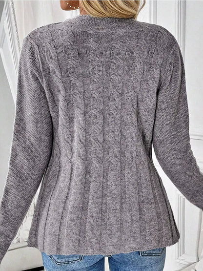Cable-Knit Button-Down Cardigan