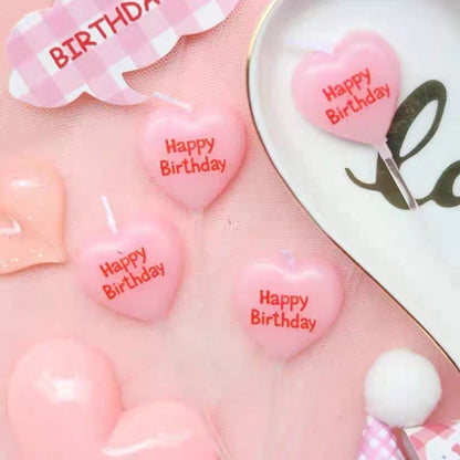 Love-Shaped Happy Birthday Cake with Candles