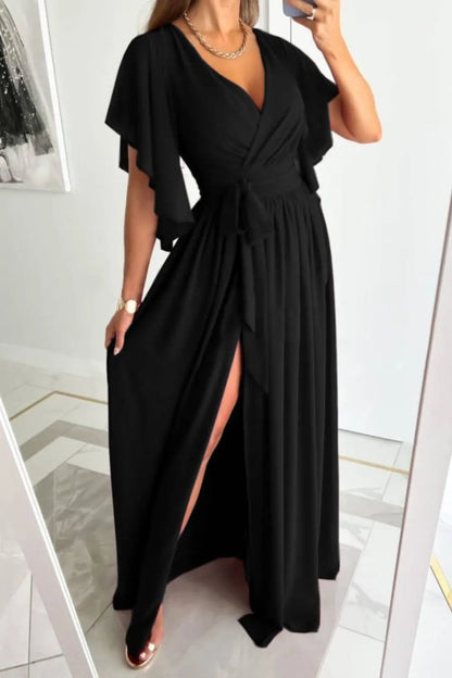 Surplice Flutter Sleeve Maxi Dress