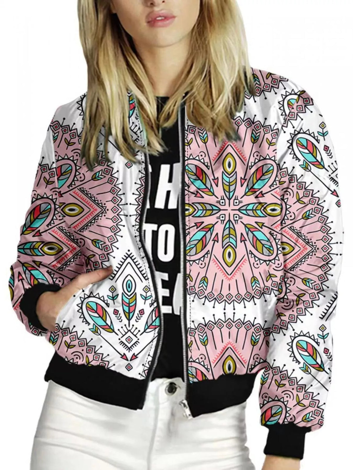 Zip Up Printed Jacket
