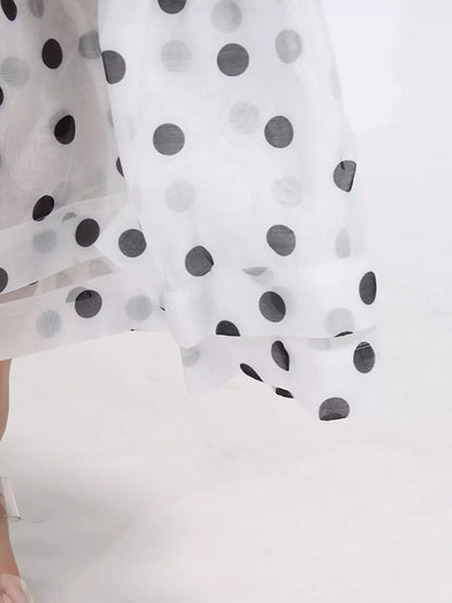 Polka Dot Puff Sleeve Top and Skirt Set