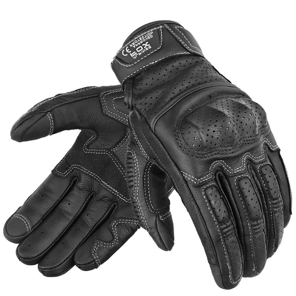 Breathable Touch Screen Motorcycle Riding Leather Gloves Men&