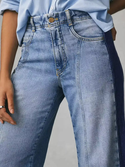 Two-Tone Wide Leg Jeans