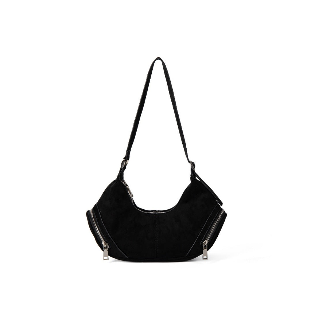 Large capacity suede shoulder bag, slouch bag, vintage casual bag hobo