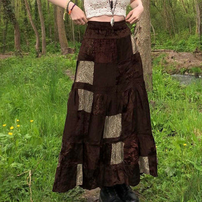 Loose-fit Velvet Maxi Skirt That Flatters The