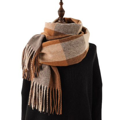 Thick Warm Outer Shawl Tassel South Korea Artificial Cashmere Scarf