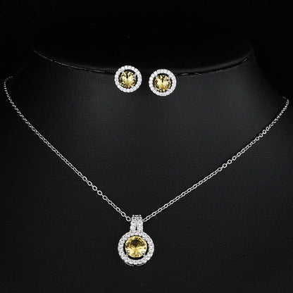 Two-piece Zircon Disc Necklace Set