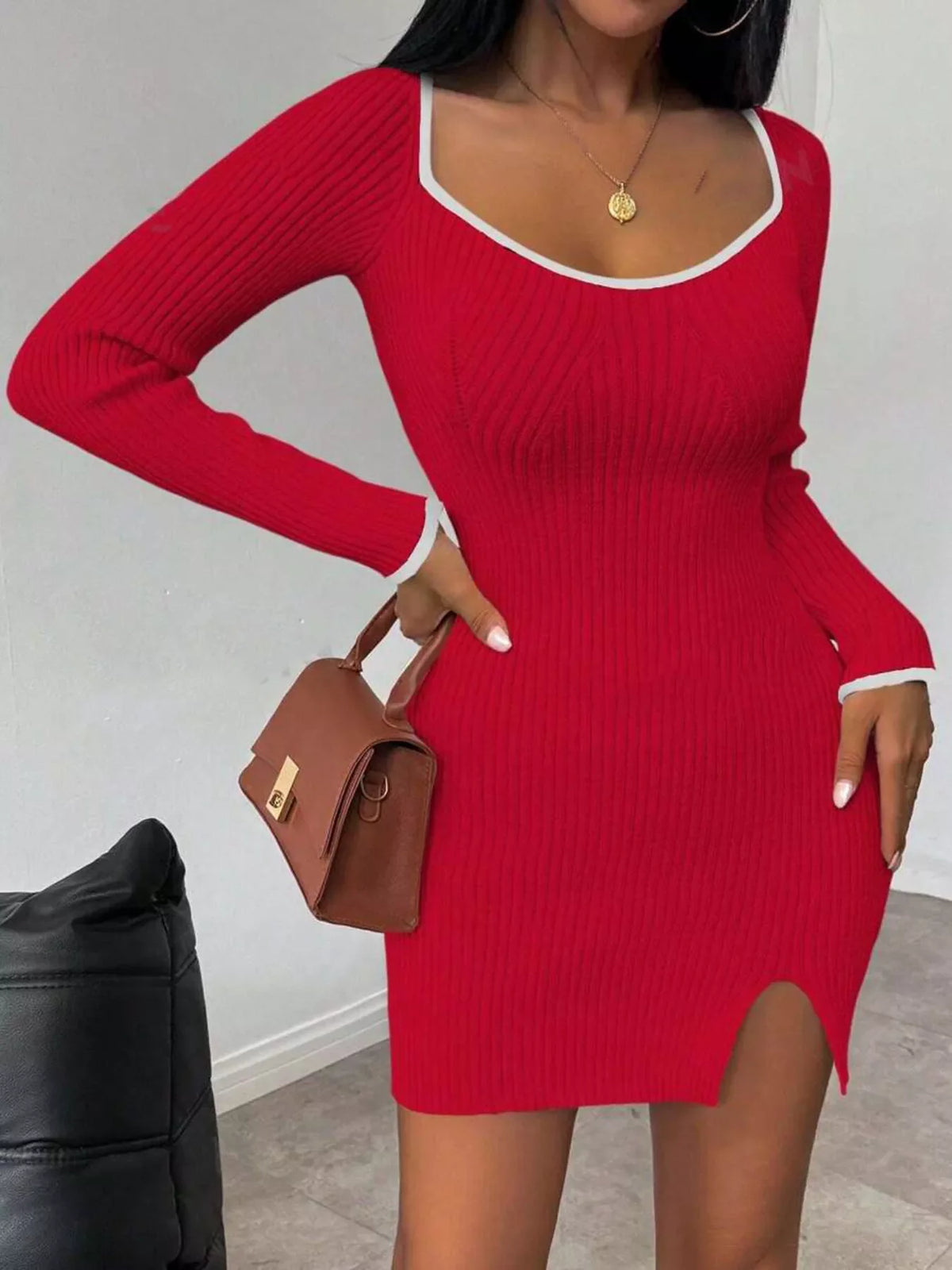 Ribbed Knit Bodycon Sweater Dress