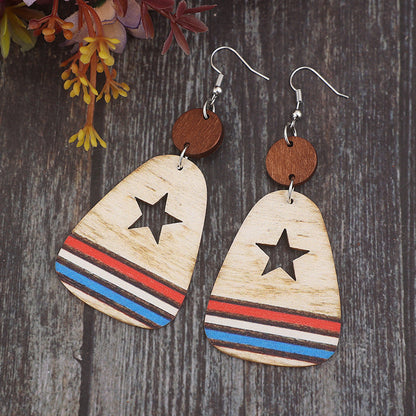 Patriotic Star &amp; Stripe Dangle Earrings