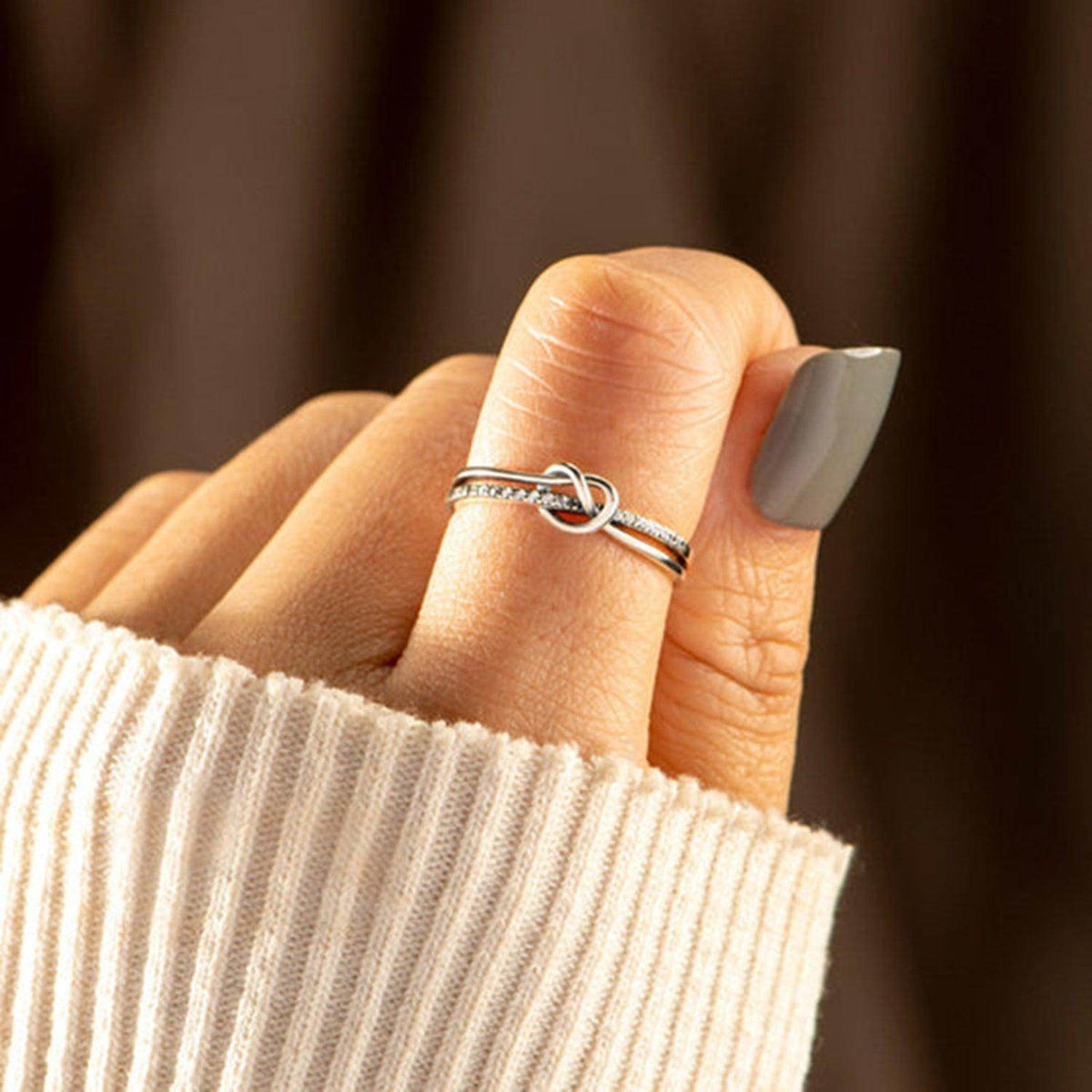 925 Sterling Silver Double-Layered Knot Ring for Women