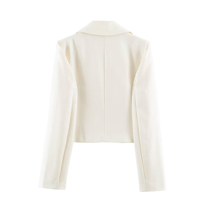 Fashionable And Versatile Solid-color Double-breasted Blazer