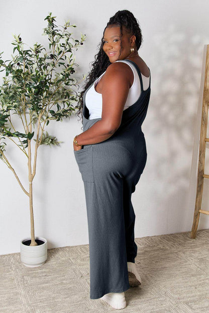 Double Take Full Size Wide Strap Overall with Pockets For Women