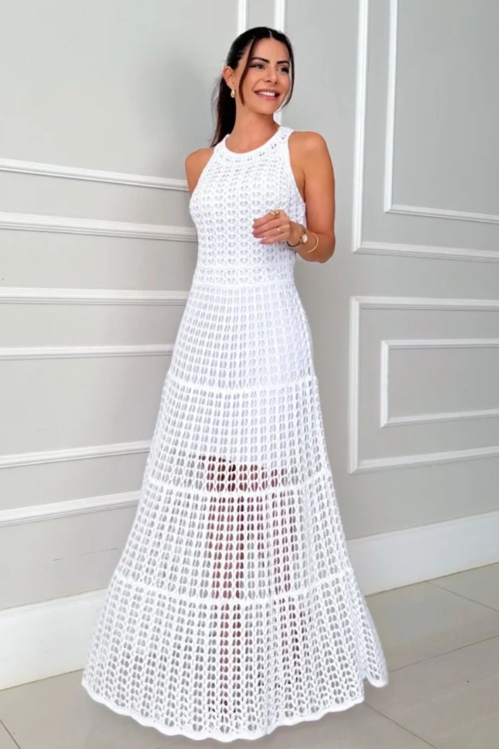 Long Sleeveless Cutout Maxi Dress Chic &amp; Flowy Summer Style Comfortable Dress For Summer