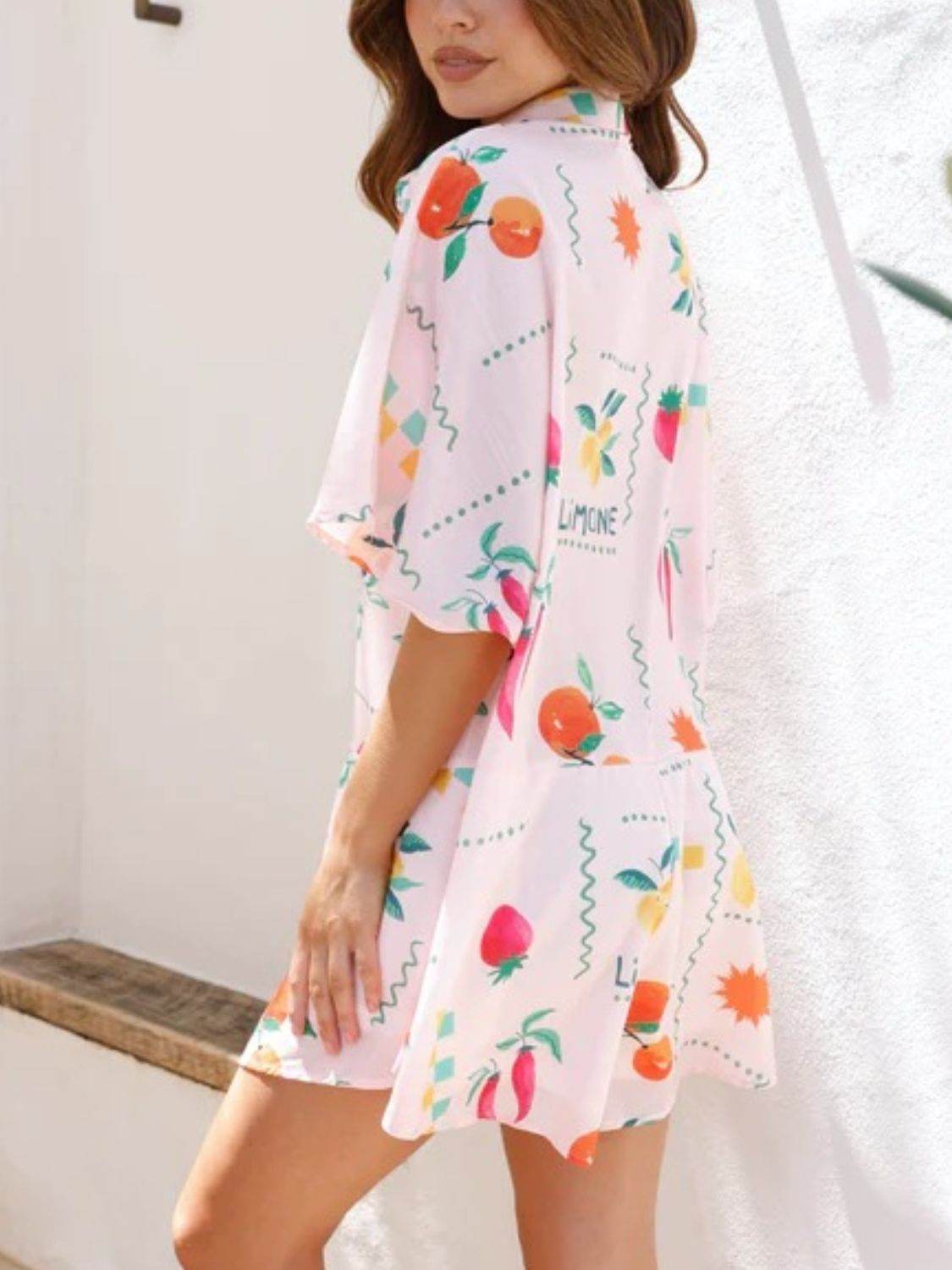 Printed Collared Neck Half Sleeve Romper