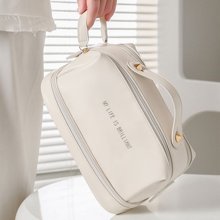 Double layer double zipper makeup bag for women,Large capacity women&
