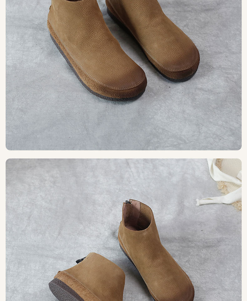 Leather Short Boots Women&