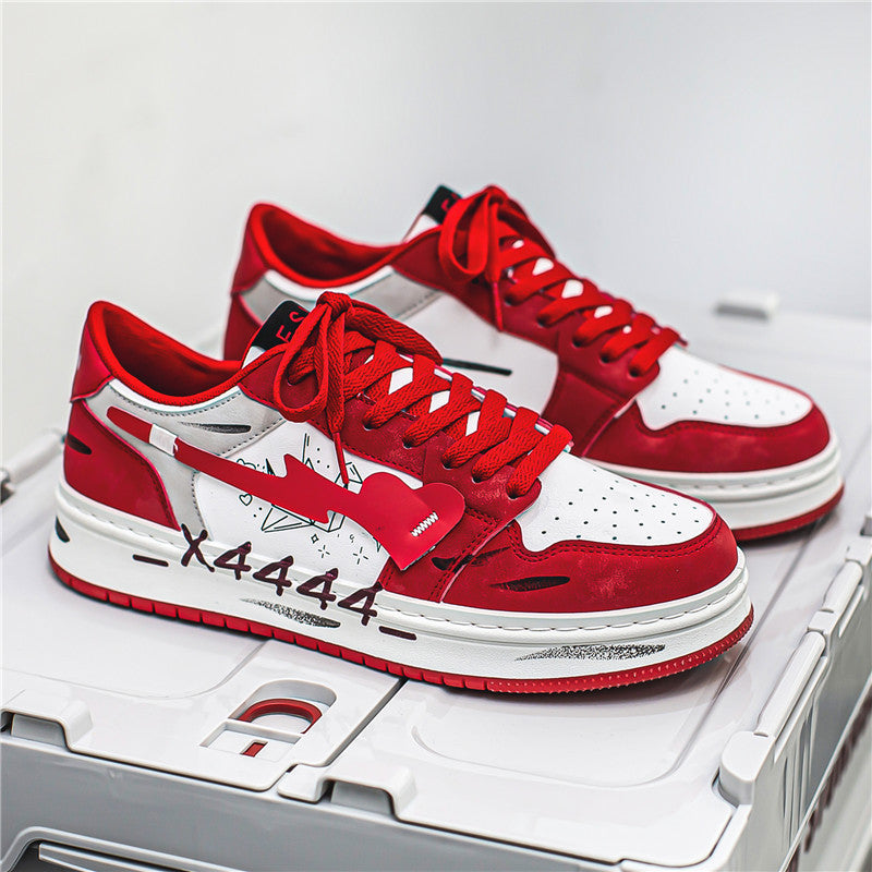 Distressed Graffiti Skateboard Shoes Men&