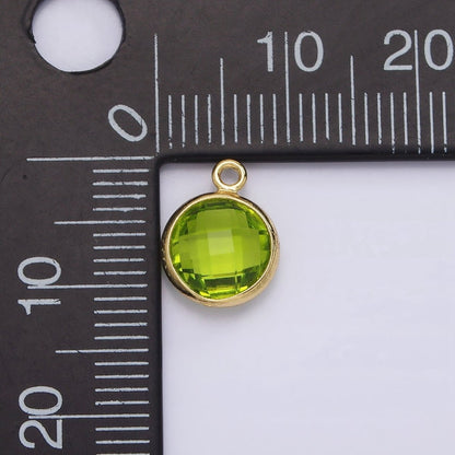 9mm Round BIRTHSTONE Cubic Zirconia Circle Gold Charm Add on Component For Jewelry Making | N-1209 N-1210