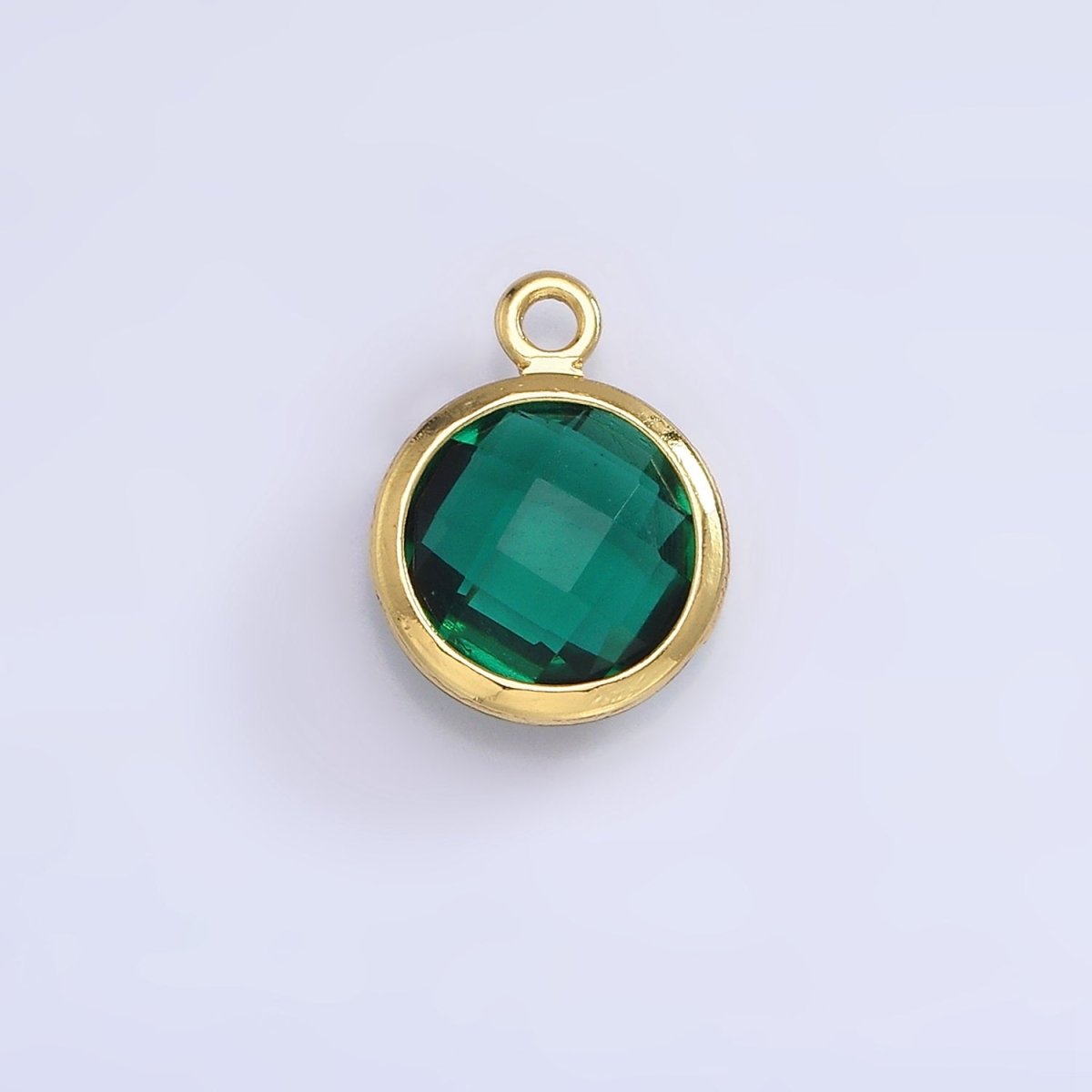 9mm Round BIRTHSTONE Cubic Zirconia Circle Gold Charm Add on Component For Jewelry Making | N-1209 N-1210