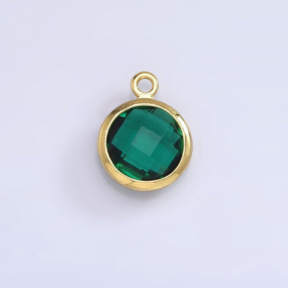9mm Round BIRTHSTONE Cubic Zirconia Circle Gold Charm Add on Component For Jewelry Making | N-1209 N-1210