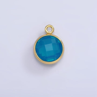 9mm Round BIRTHSTONE Cubic Zirconia Circle Gold Charm Add on Component For Jewelry Making | N-1209 N-1210