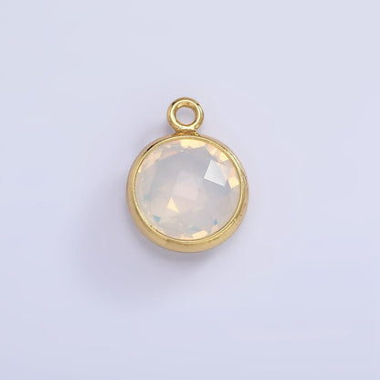 9mm Round BIRTHSTONE Cubic Zirconia Circle Gold Charm Add on Component For Jewelry Making | N-1209 N-1210