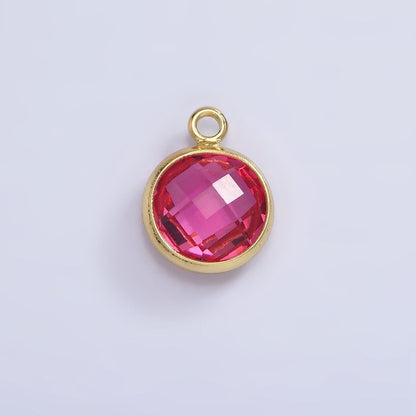 9mm Round BIRTHSTONE Cubic Zirconia Circle Gold Charm Add on Component For Jewelry Making | N-1209 N-1210
