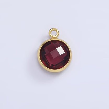 9mm Round BIRTHSTONE Cubic Zirconia Circle Gold Charm Add on Component For Jewelry Making | N-1209 N-1210