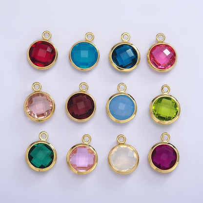 9mm Round BIRTHSTONE Cubic Zirconia Circle Gold Charm Add on Component For Jewelry Making | N-1209 N-1210
