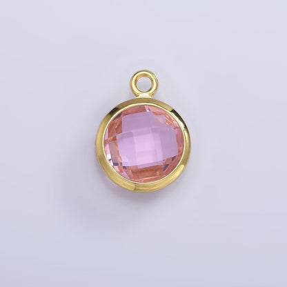 9mm Round BIRTHSTONE Cubic Zirconia Circle Gold Charm Add on Component For Jewelry Making | N-1209 N-1210