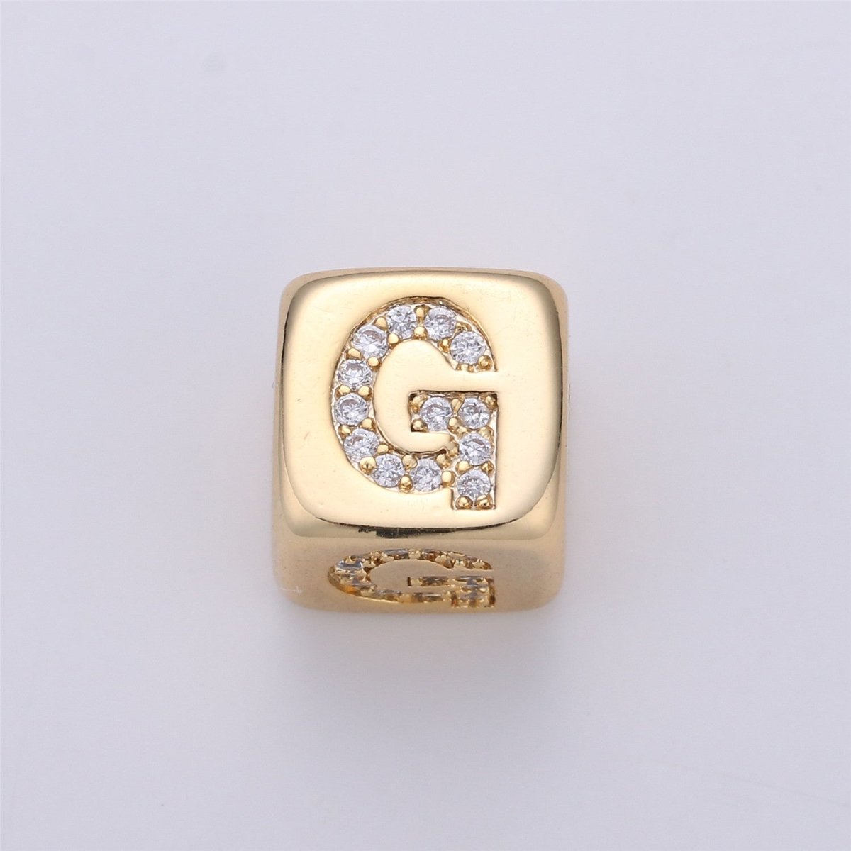 9x9mm Gold Initial Letter Beads, Alphabet Beads, Initial Beads, Alphabet Blocks Micro Pave Initial Block Charm for Bracelet Necklace Supply