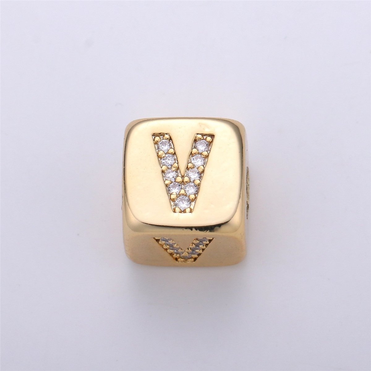 9x9mm Gold Initial Letter Beads, Alphabet Beads, Initial Beads, Alphabet Blocks Micro Pave Initial Block Charm for Bracelet Necklace Supply