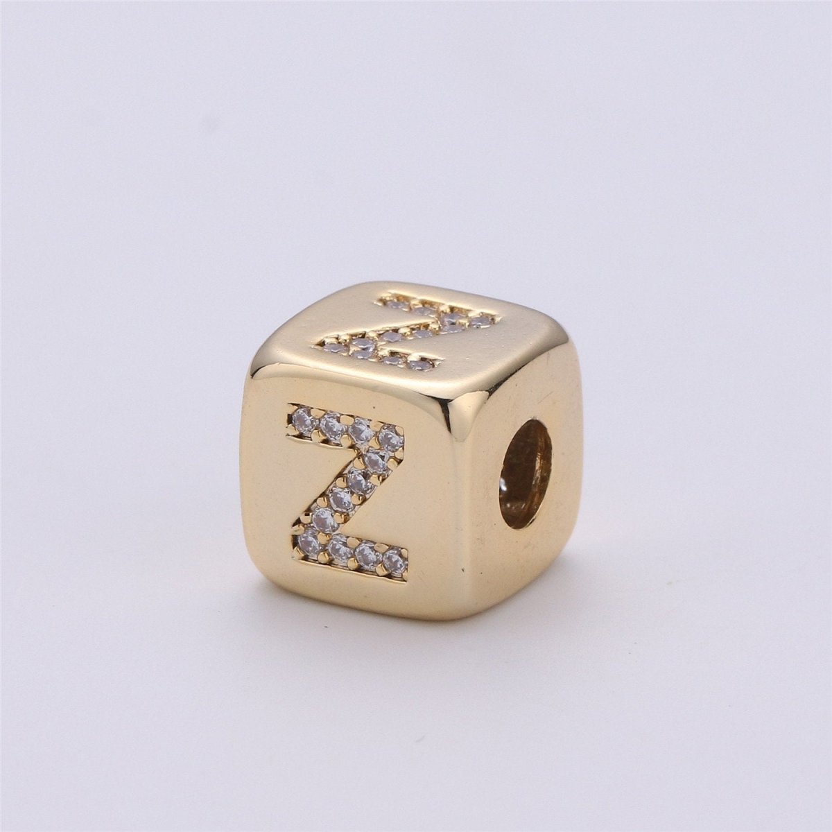 9x9mm Gold Initial Letter Beads, Alphabet Beads, Initial Beads, Alphabet Blocks Micro Pave Initial Block Charm for Bracelet Necklace Supply