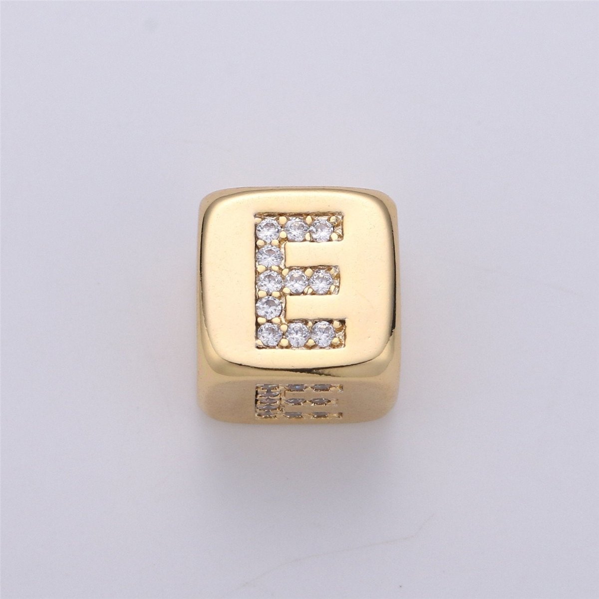 9x9mm Gold Initial Letter Beads, Alphabet Beads, Initial Beads, Alphabet Blocks Micro Pave Initial Block Charm for Bracelet Necklace Supply