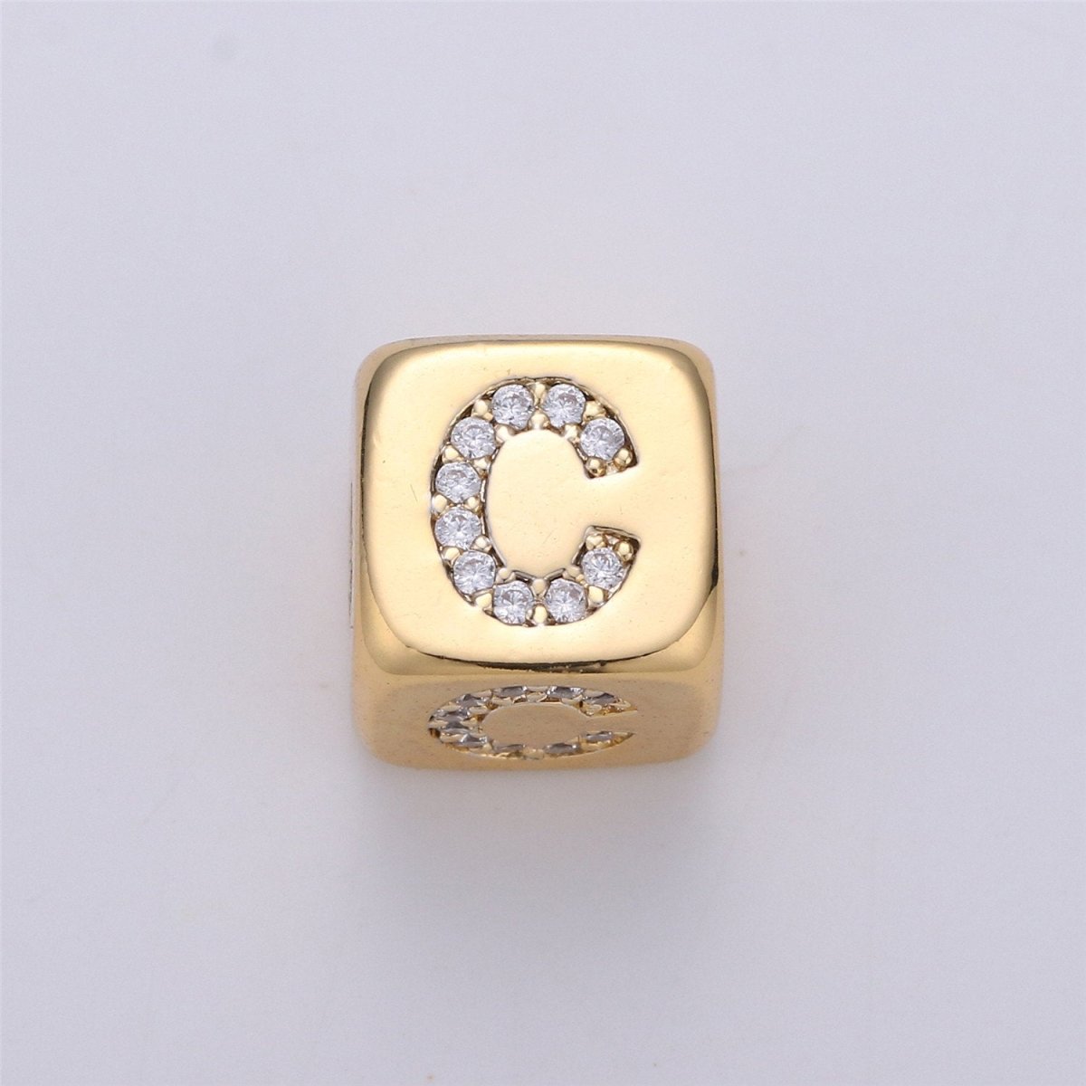 9x9mm Gold Initial Letter Beads, Alphabet Beads, Initial Beads, Alphabet Blocks Micro Pave Initial Block Charm for Bracelet Necklace Supply