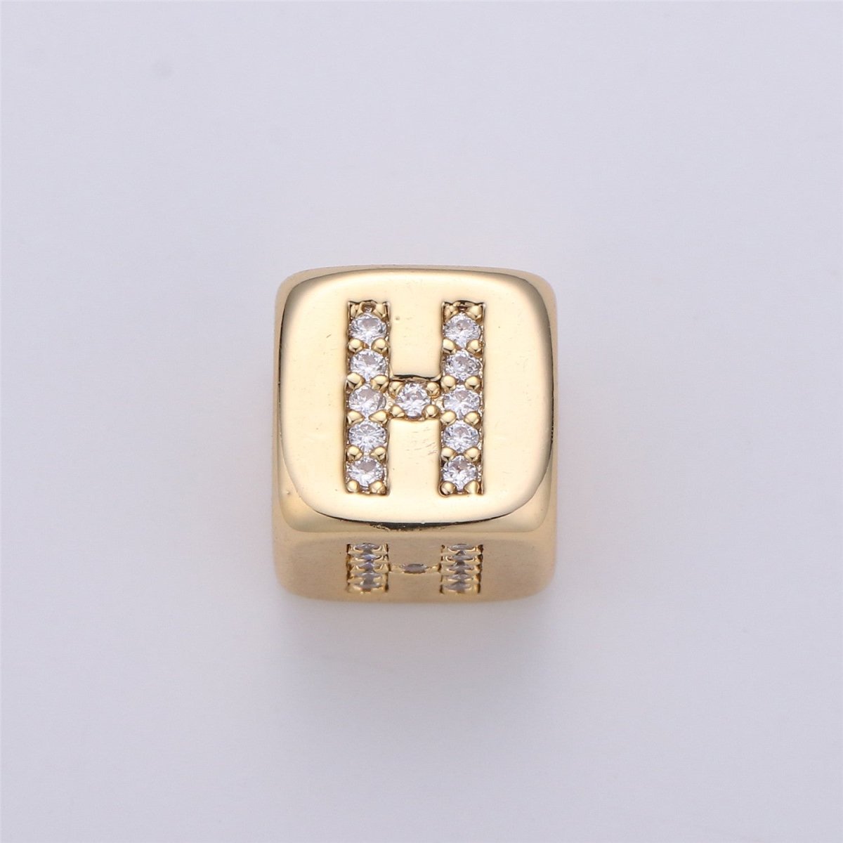 9x9mm Gold Initial Letter Beads, Alphabet Beads, Initial Beads, Alphabet Blocks Micro Pave Initial Block Charm for Bracelet Necklace Supply