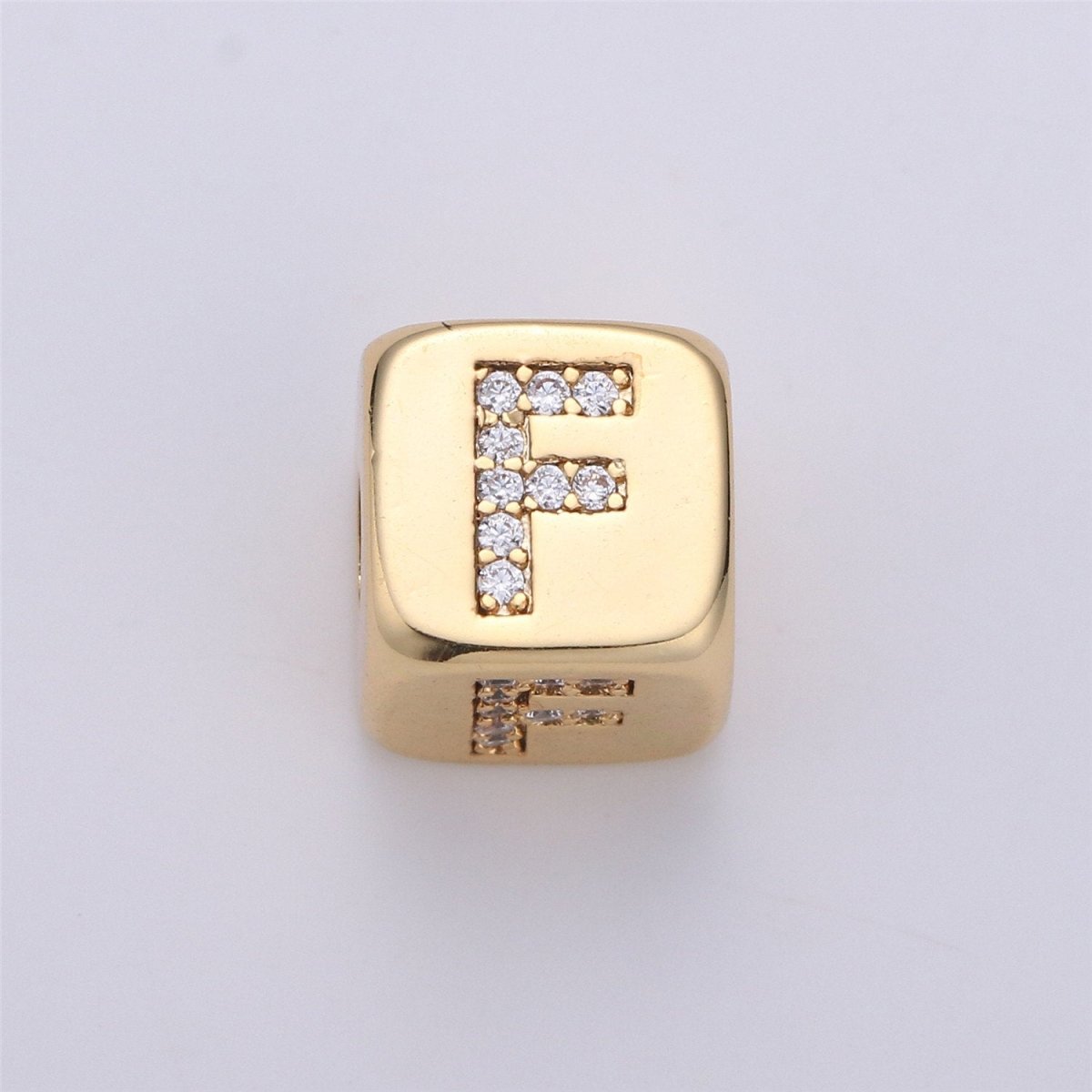 9x9mm Gold Initial Letter Beads, Alphabet Beads, Initial Beads, Alphabet Blocks Micro Pave Initial Block Charm for Bracelet Necklace Supply