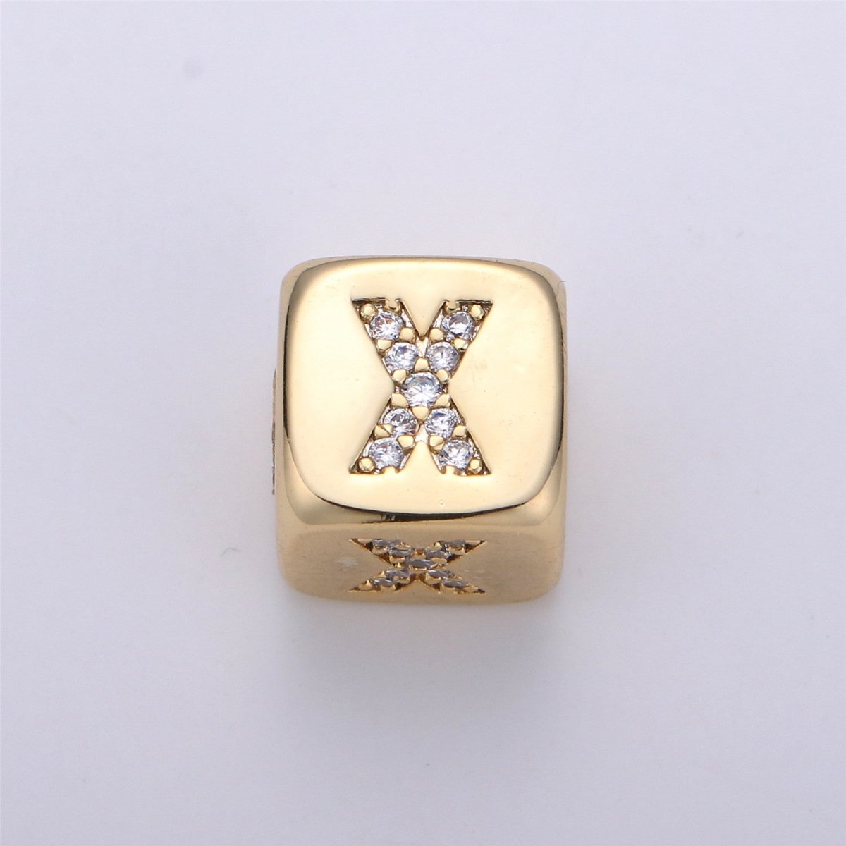 9x9mm Gold Initial Letter Beads, Alphabet Beads, Initial Beads, Alphabet Blocks Micro Pave Initial Block Charm for Bracelet Necklace Supply