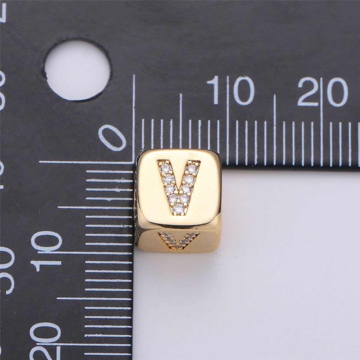 9x9mm Gold Initial Letter Beads, Alphabet Beads, Initial Beads, Alphabet Blocks Micro Pave Initial Block Charm for Bracelet Necklace Supply