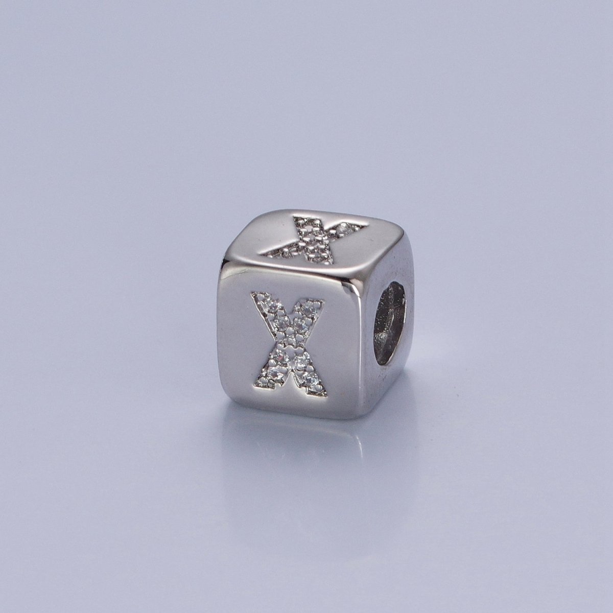 9x9mm Silver Initial Letter Beads, Alphabet Beads, Initial Beads, Alphabet Blocks Micro Pave Initial Block Charm for Bracelet Necklace Supply A-A1939-A-A1951