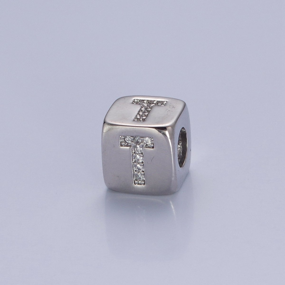 9x9mm Silver Initial Letter Beads, Alphabet Beads, Initial Beads, Alphabet Blocks Micro Pave Initial Block Charm for Bracelet Necklace Supply A-A1939-A-A1951