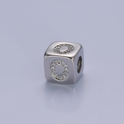 9x9mm Silver Initial Letter Beads, Alphabet Beads, Initial Beads, Alphabet Blocks Micro Pave Initial Block Charm for Bracelet Necklace Supply A-A1939-A-A1951
