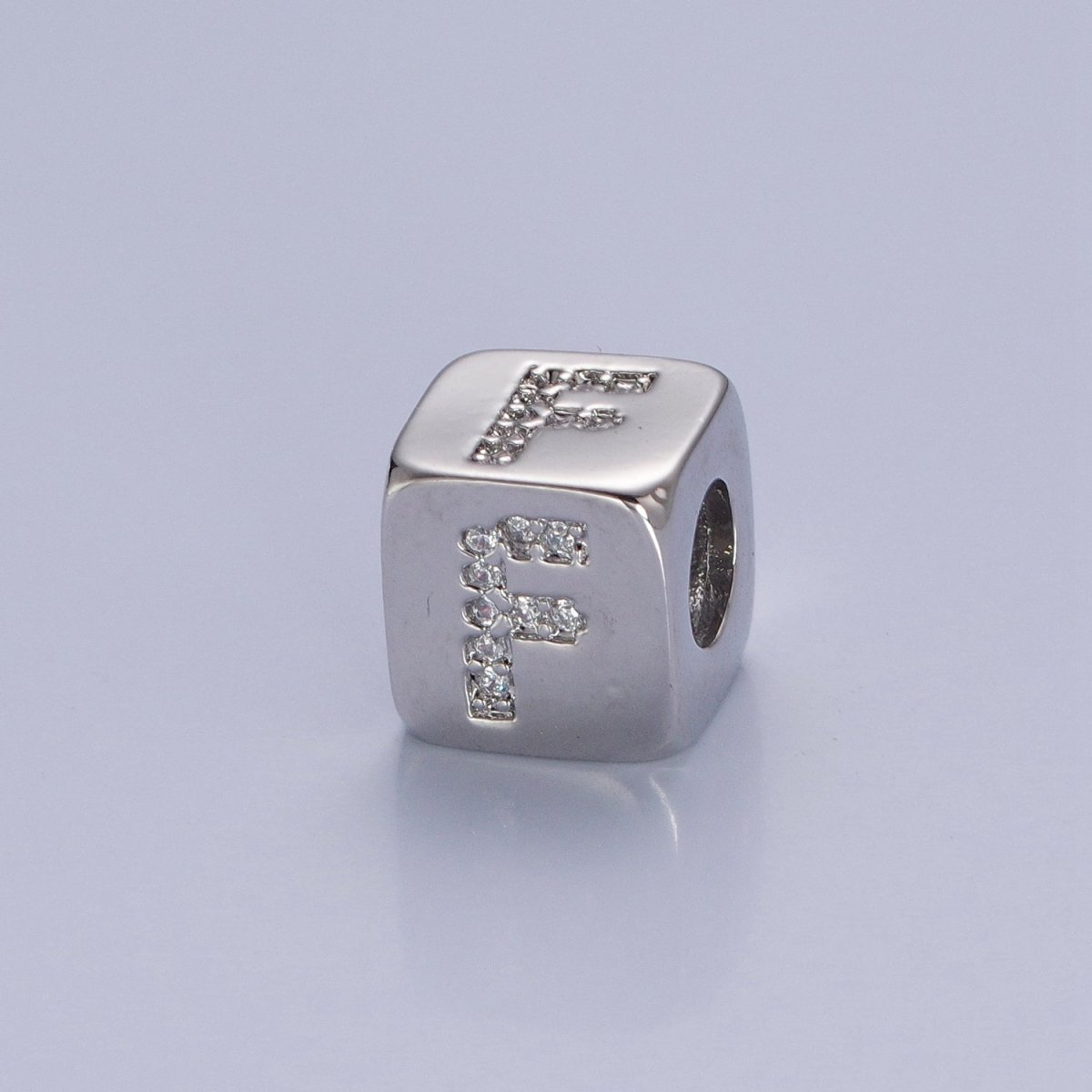 9x9mm Silver Initial Letter Beads, Alphabet Beads, Initial Beads, Alphabet Blocks Micro Pave Initial Block Charm for Bracelet Necklace Supply A-A1939-A-A1951
