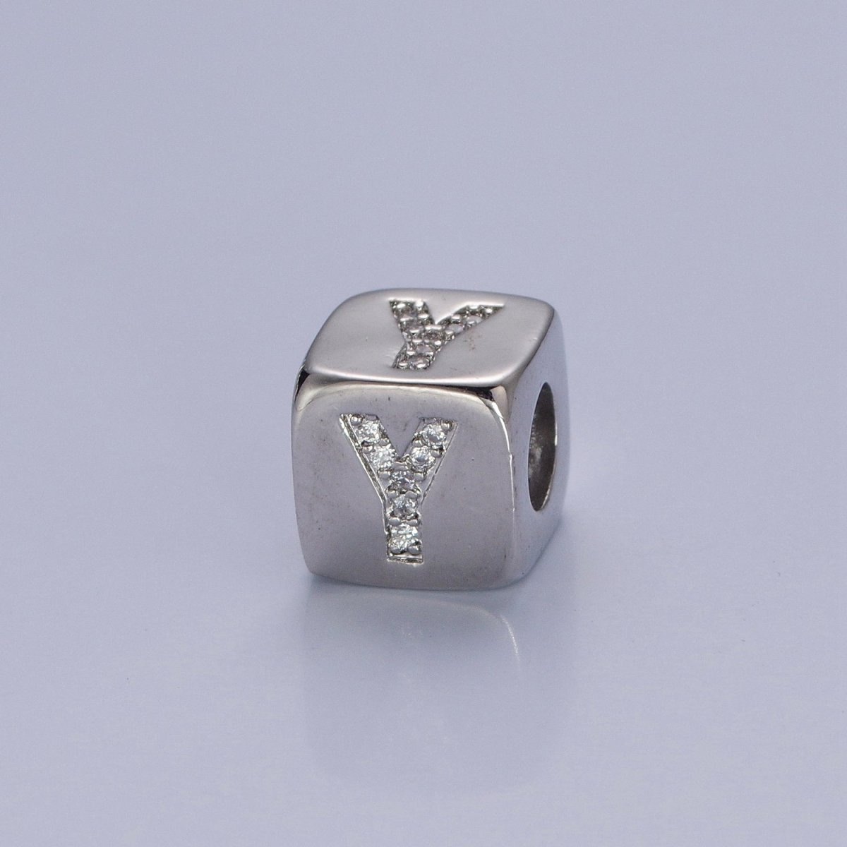 9x9mm Silver Initial Letter Beads, Alphabet Beads, Initial Beads, Alphabet Blocks Micro Pave Initial Block Charm for Bracelet Necklace Supply A-A1939-A-A1951
