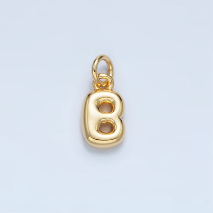 16K Gold Filled 10mm Initial Letter Chubby Balloon Mini Charm | A1591 - A1603