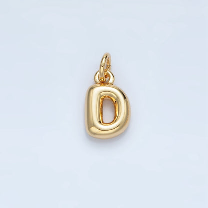 16K Gold Filled 10mm Initial Letter Chubby Balloon Mini Charm | A1591 - A1603