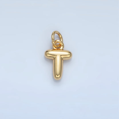 16K Gold Filled 10mm Initial Letter Chubby Balloon Mini Charm | A1591 - A1603