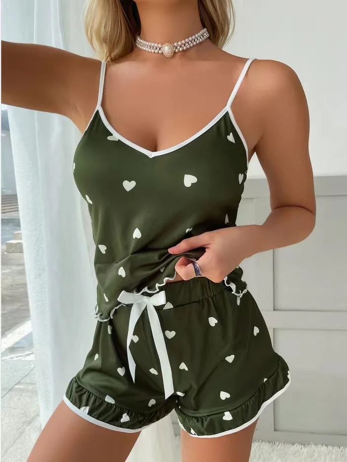 2024 Summer Pajama Set Large Size Vest Shorts Women&